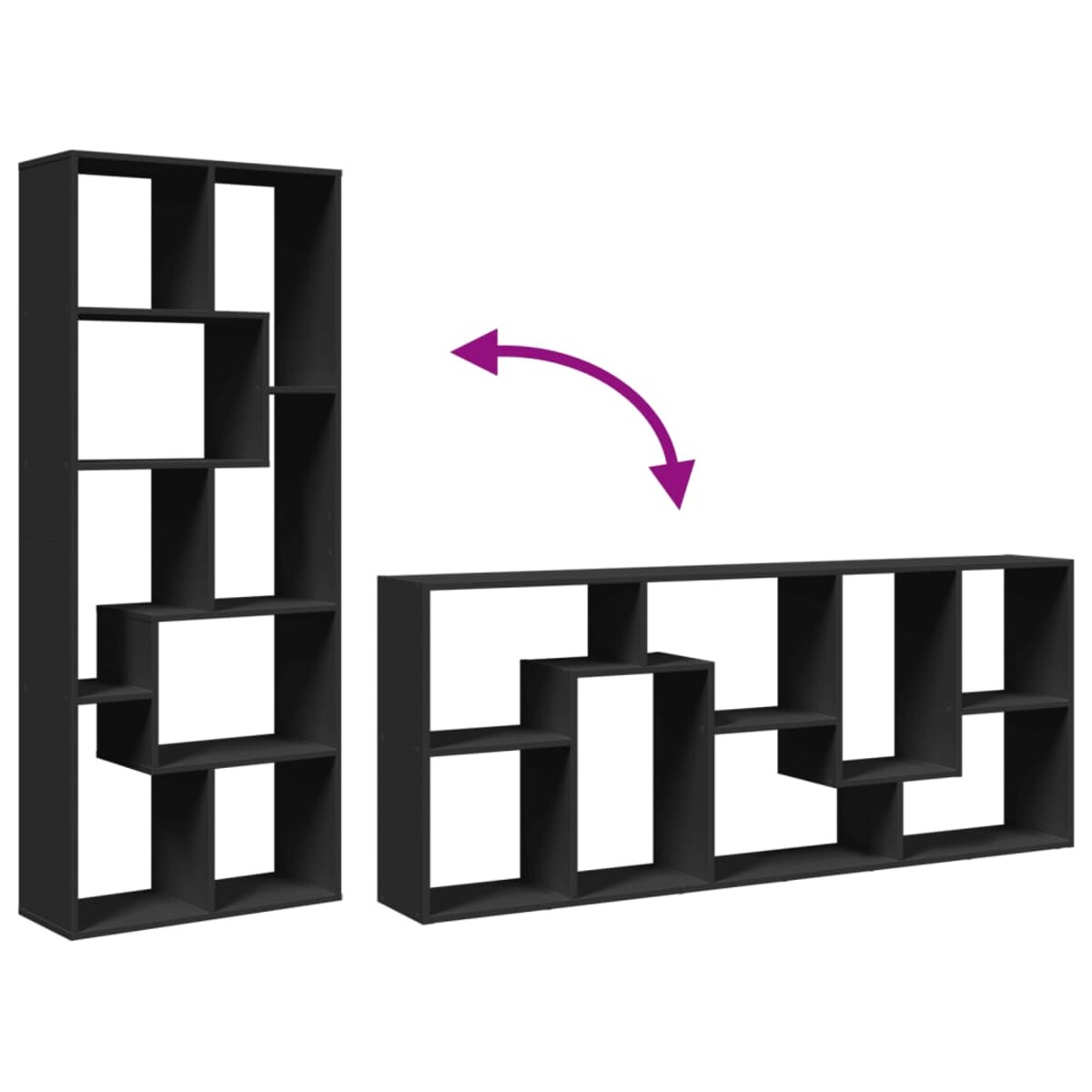 vidaXL Regał przegroda, czarny, 67x25x161,5cm, materiał drewnopochodny