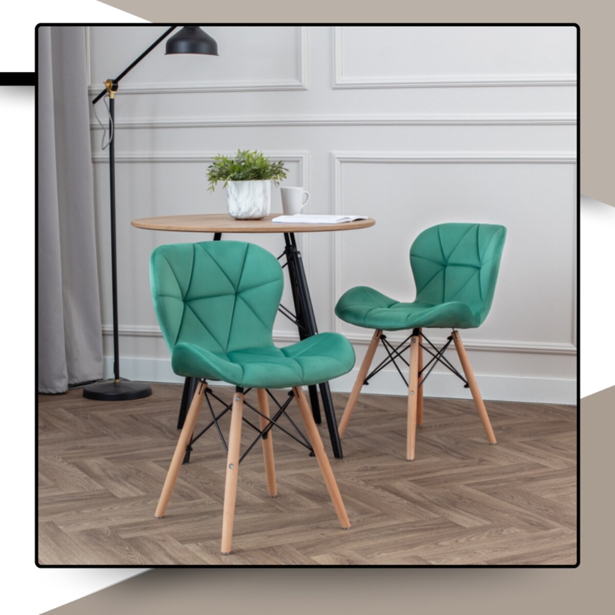 Krzesło Tapicerowane Welurowe Do Jadalni Salonu Pikowane Skandynawskie