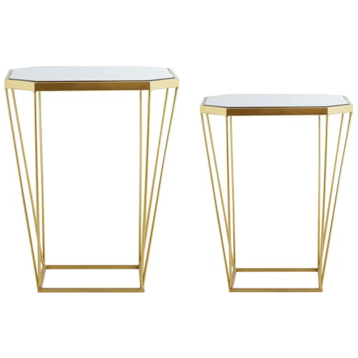 Zestaw 2 stolików pomocniczych SIERRA Szkło Złoty