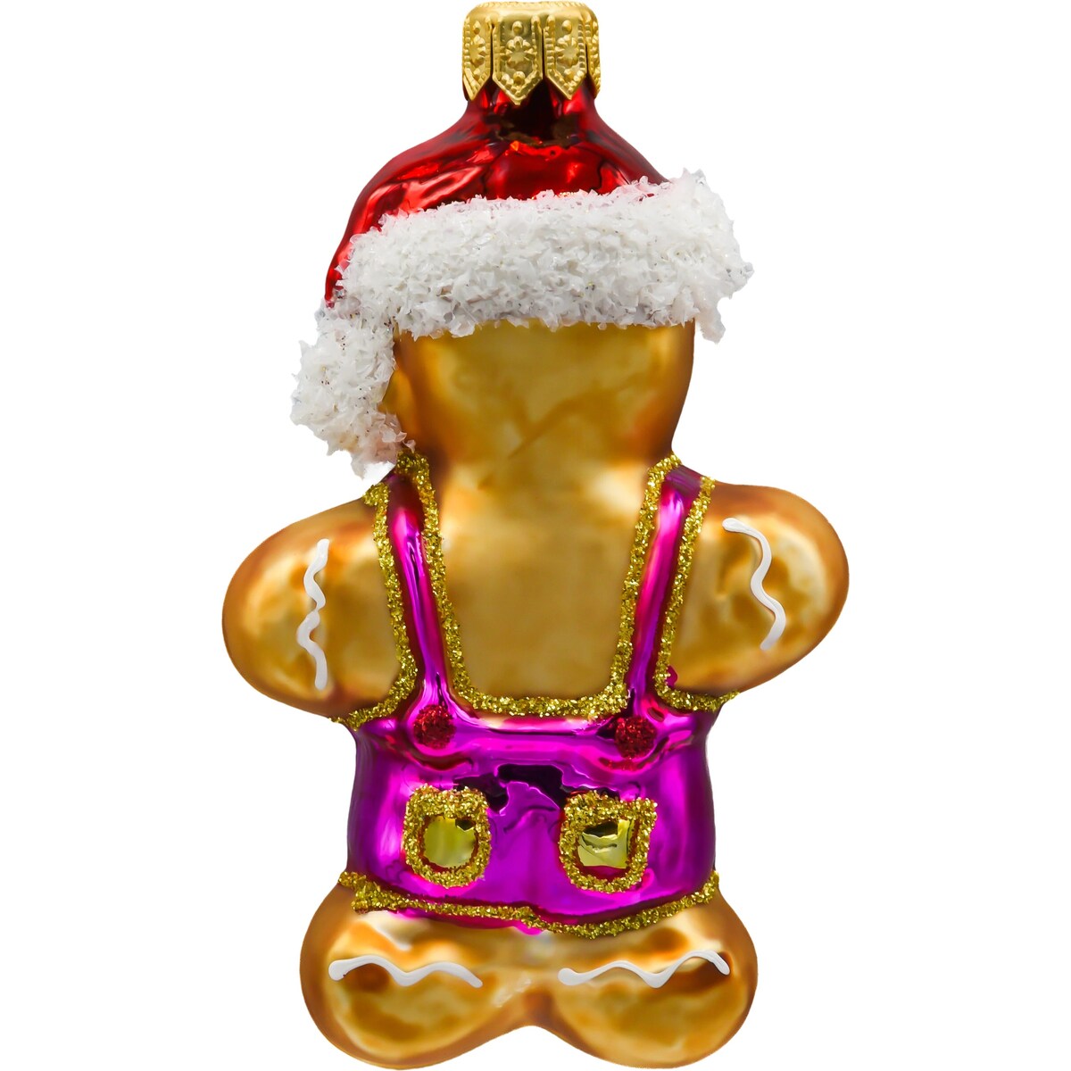 Bombka choinkowa: Piernikowy ludzik w czapce Mikołaja