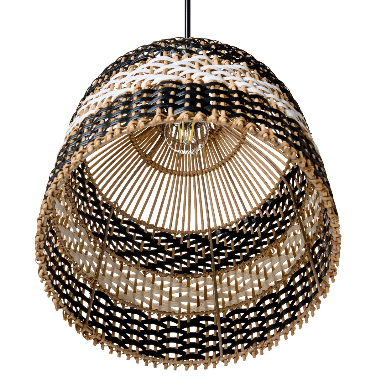 Lampa wisząca TURABO Rattan Czarny/ biały