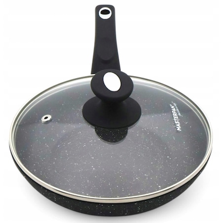 Patelnia Granitowa Pokrywka 20 Cm Plaster Miodu Indukcja Gaz 1.0L Wysoka 4.5