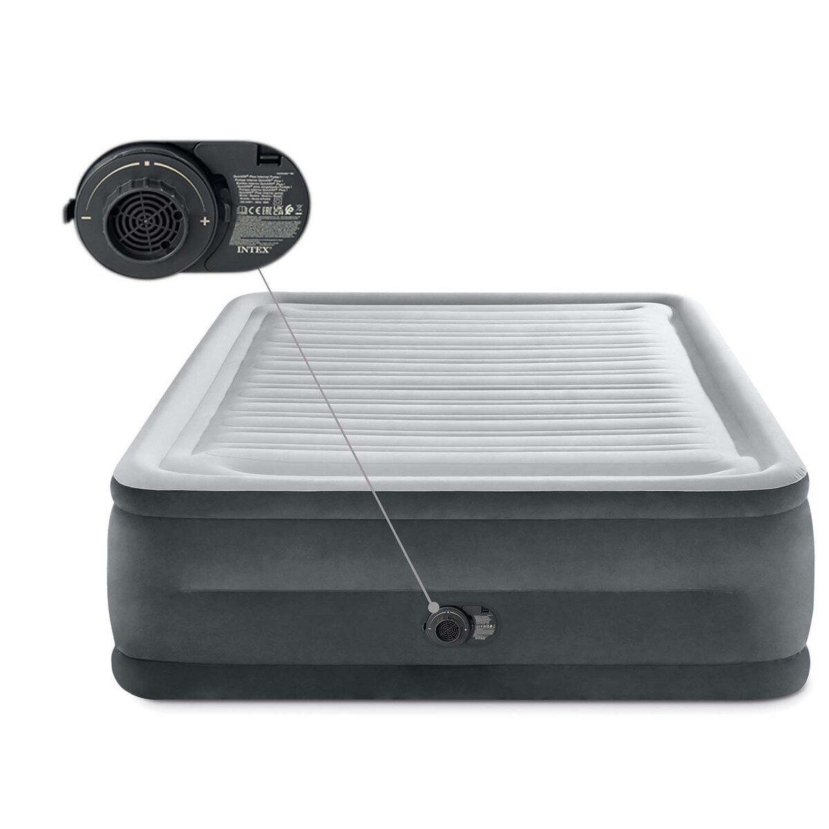 Materac dmuchany dwuosobowy Intex welurowy z pompką łóżko 64418ND