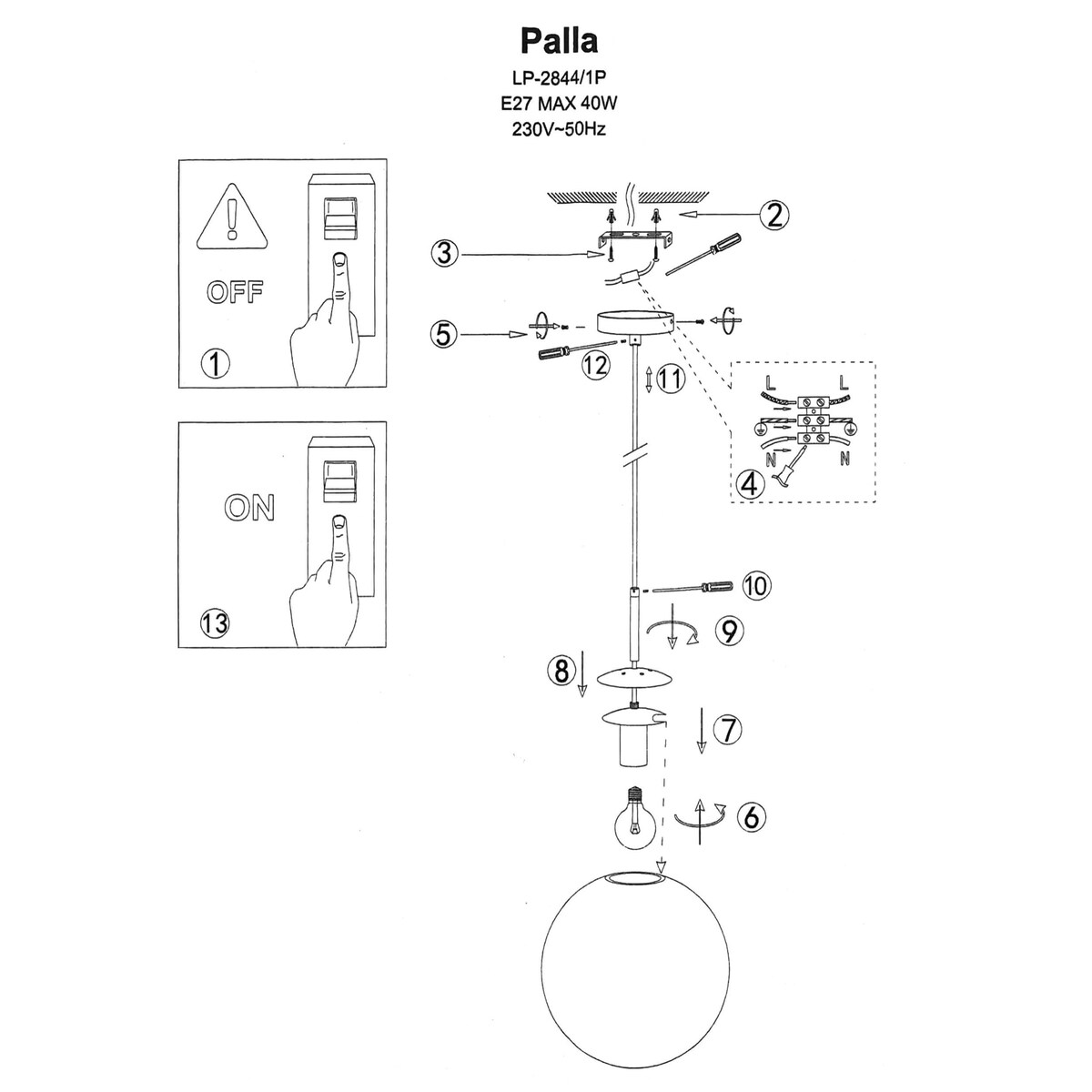 Lampa sufitowa wisząca Light Prestige Palla złoty 1 x E14 1 szt.