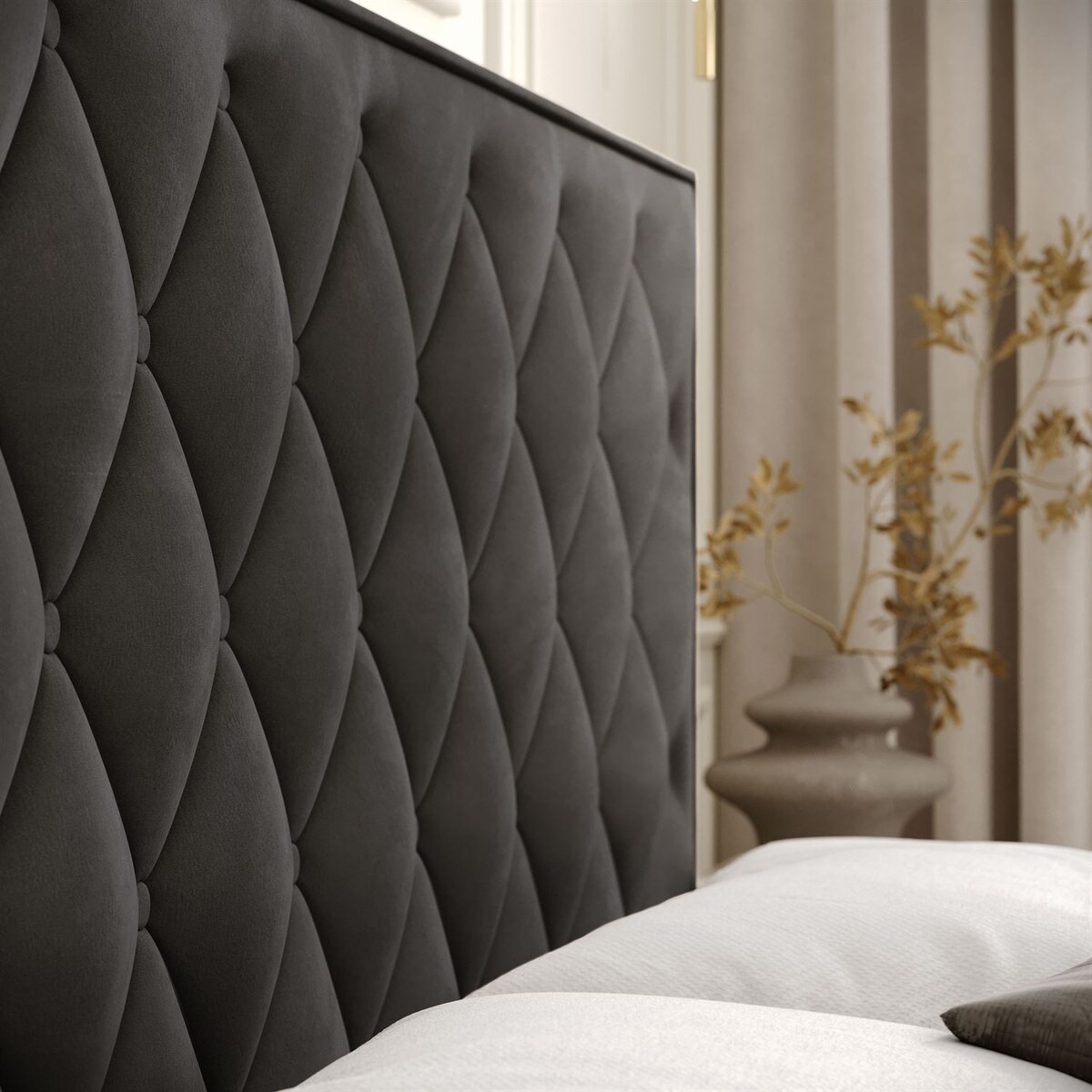 Łóżko kontynentalne INEZ, pojemnik na pościel, 140x200, Royal Velvet 185, topper