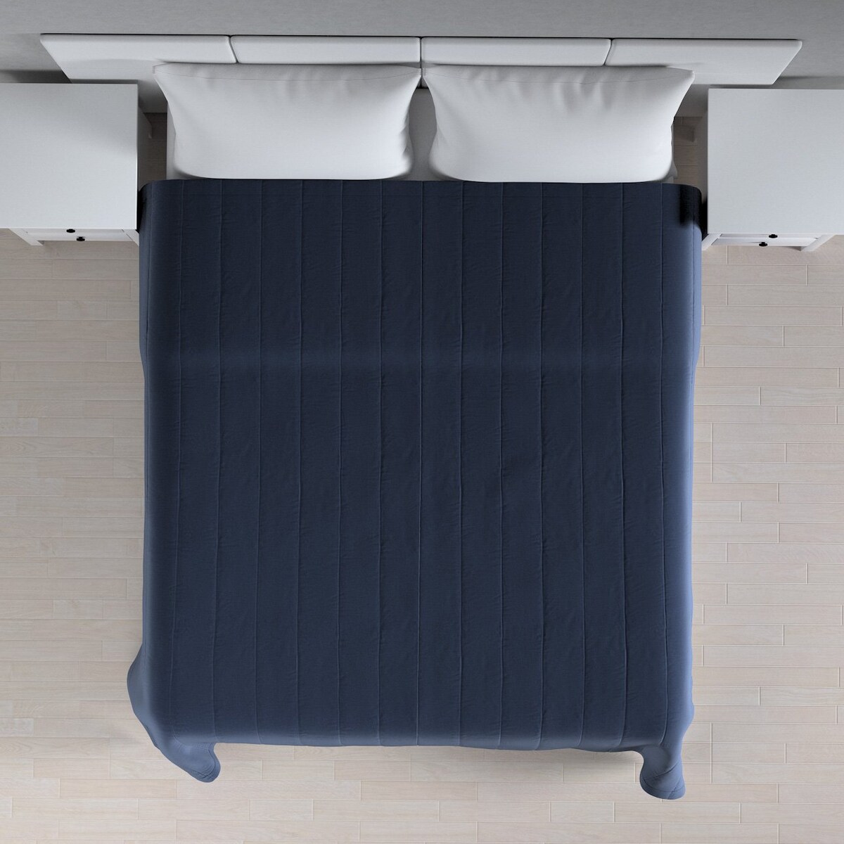 Narzuta pikowana w pasy 130x210 granatowy welwet