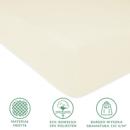 Prześcieradło z bawełny frotte z gumką 140x200 kolor ecru