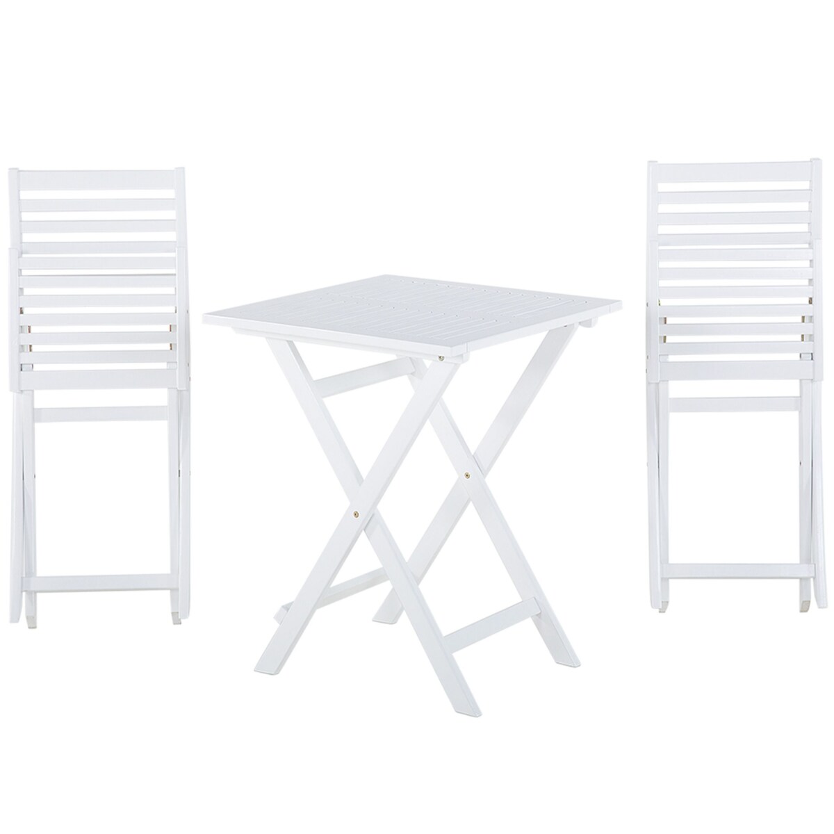 Zestaw mebli balkonowych drewniany biały z poduszkami żółtymi FIJI