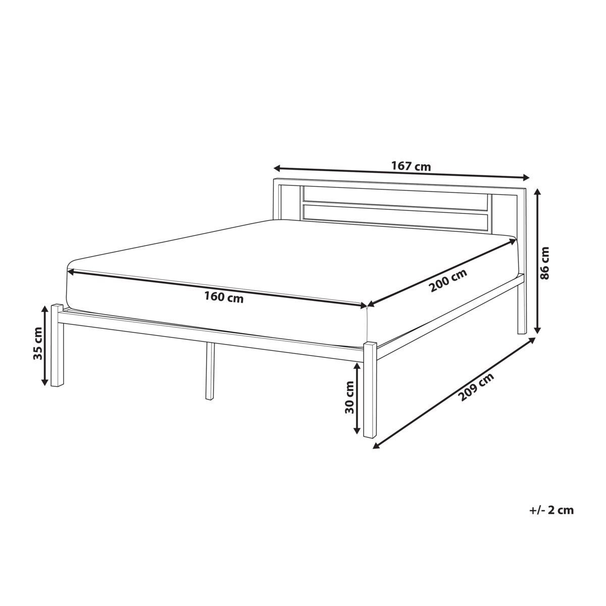Łóżko metalowe 160 x 200 cm czarne CUSSET