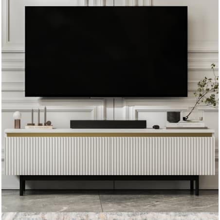 Nowoczesna Szafka RTV Komoda Glamour RTV Biały Mat rama w kolorze czarnym 140 cm