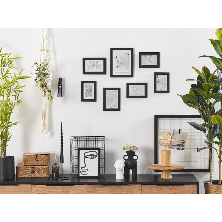 Galeria ścienna mapy 7 ramek czarna DENKORO