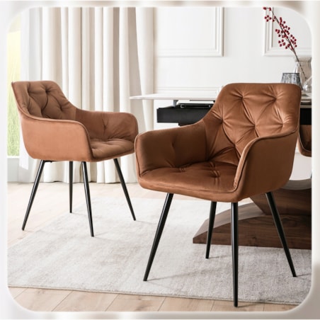 Krzesło Tapicerowane Welurowe Do Salonu Jadalni Kuchni Rudy MODESTO