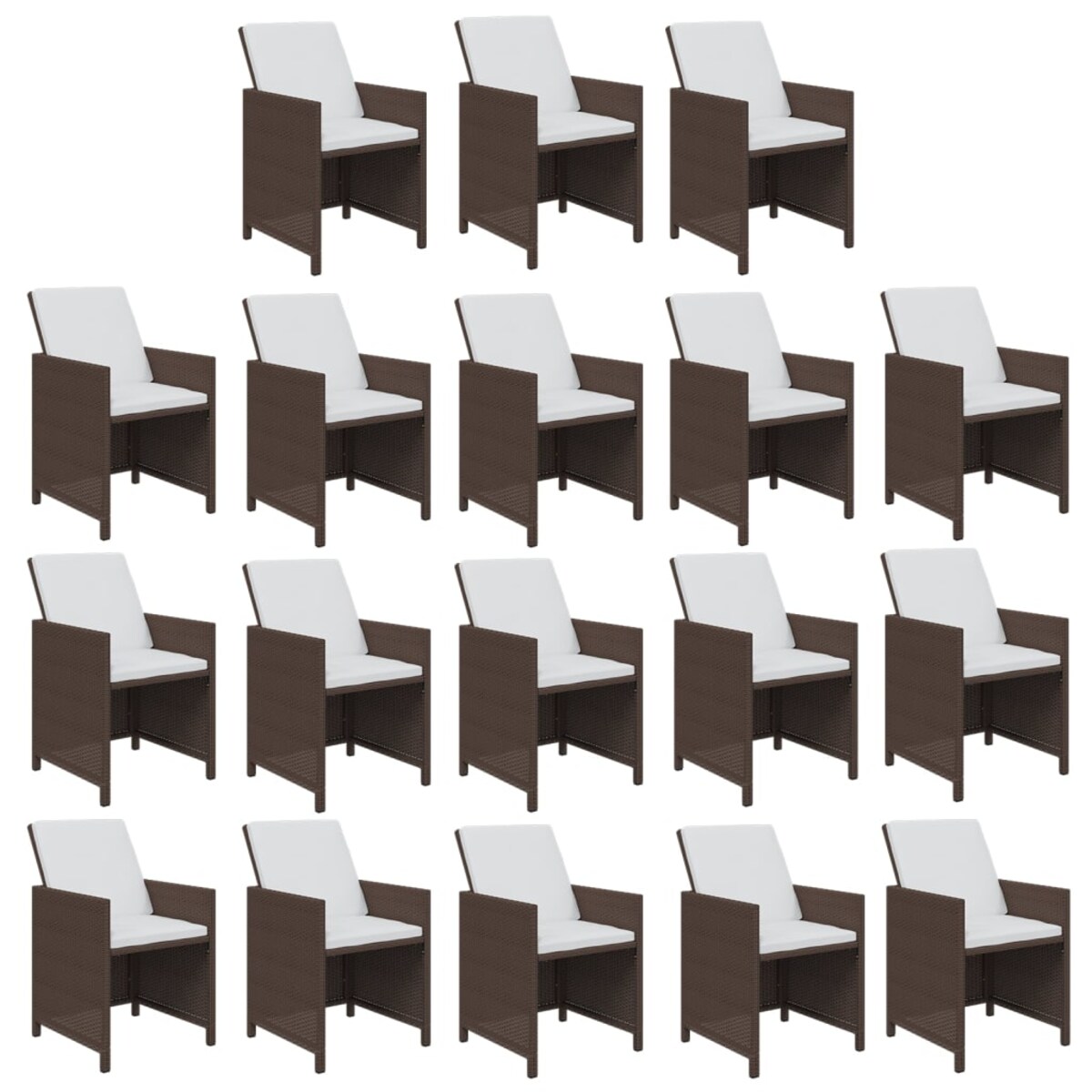 vidaXL 19-cz. zestaw mebli ogrodowych z poduszkami, polirattan, brąz