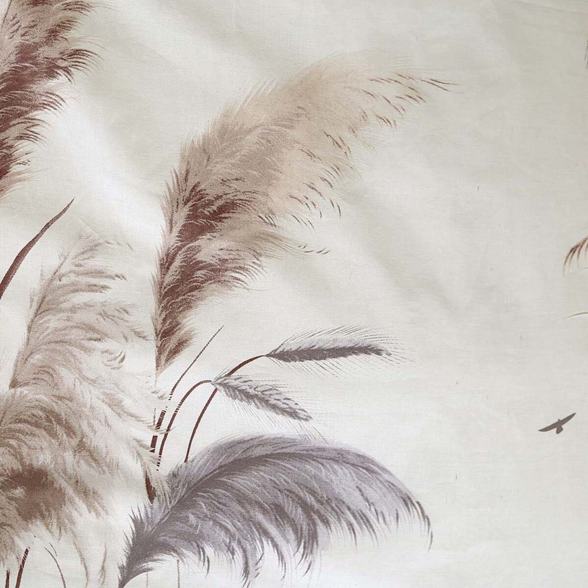 Pościel bawełniana 140x200 Pampas beżowa z delikatnym wzorem traw pampasowych, Cottonlove