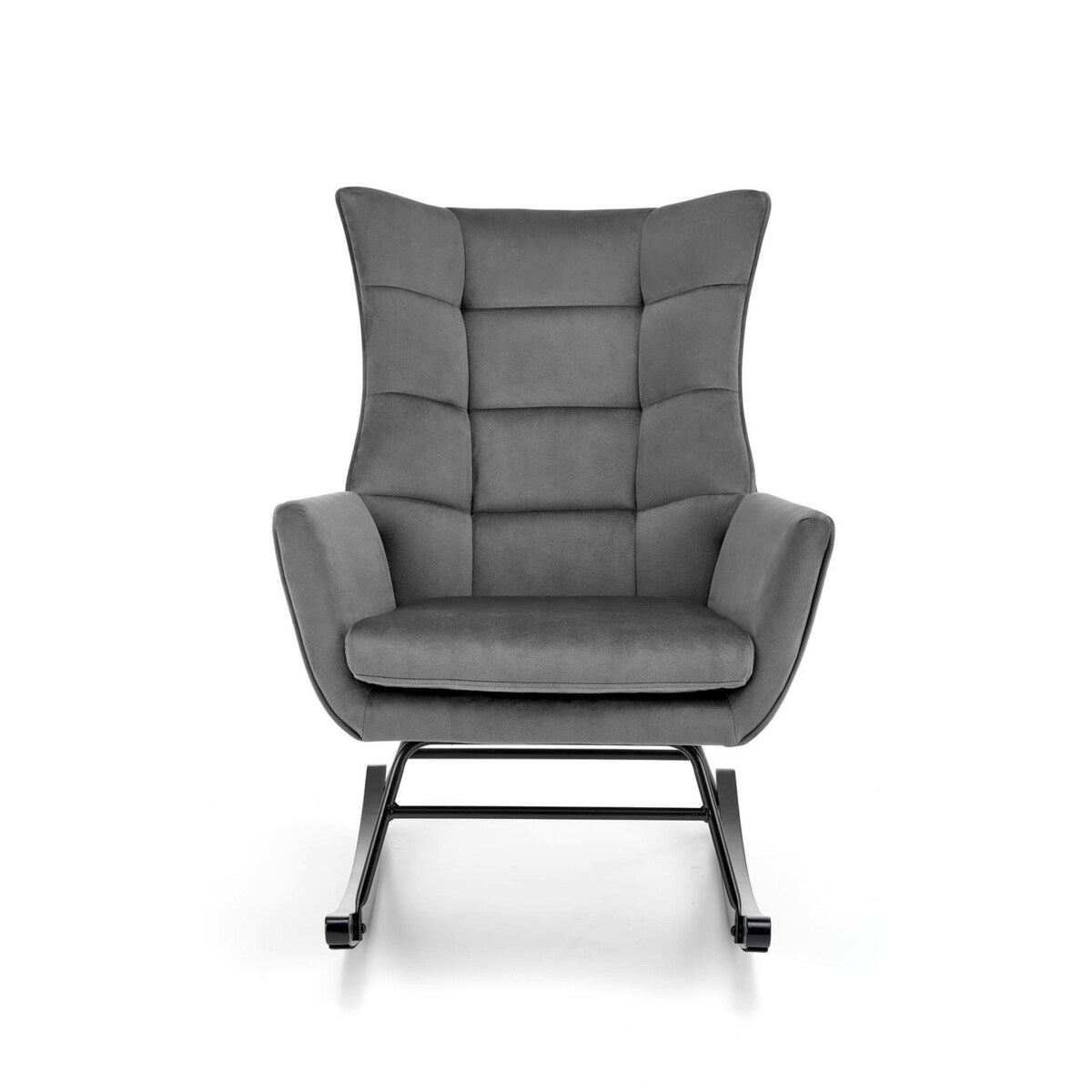 FOTEL BUJANY Topar szary PIKOWANY czarna podstawa metalowa