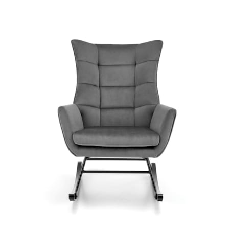 FOTEL BUJANY Topar szary PIKOWANY czarna podstawa metalowa
