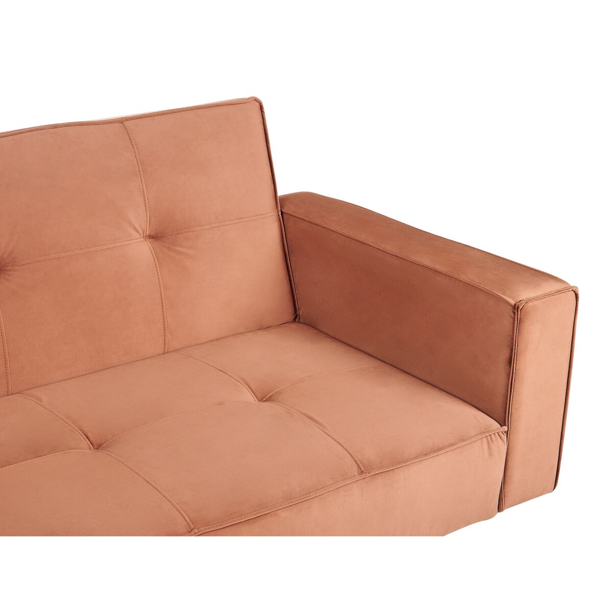 Sofa rozkładana welurowa złoty brąz VISNES