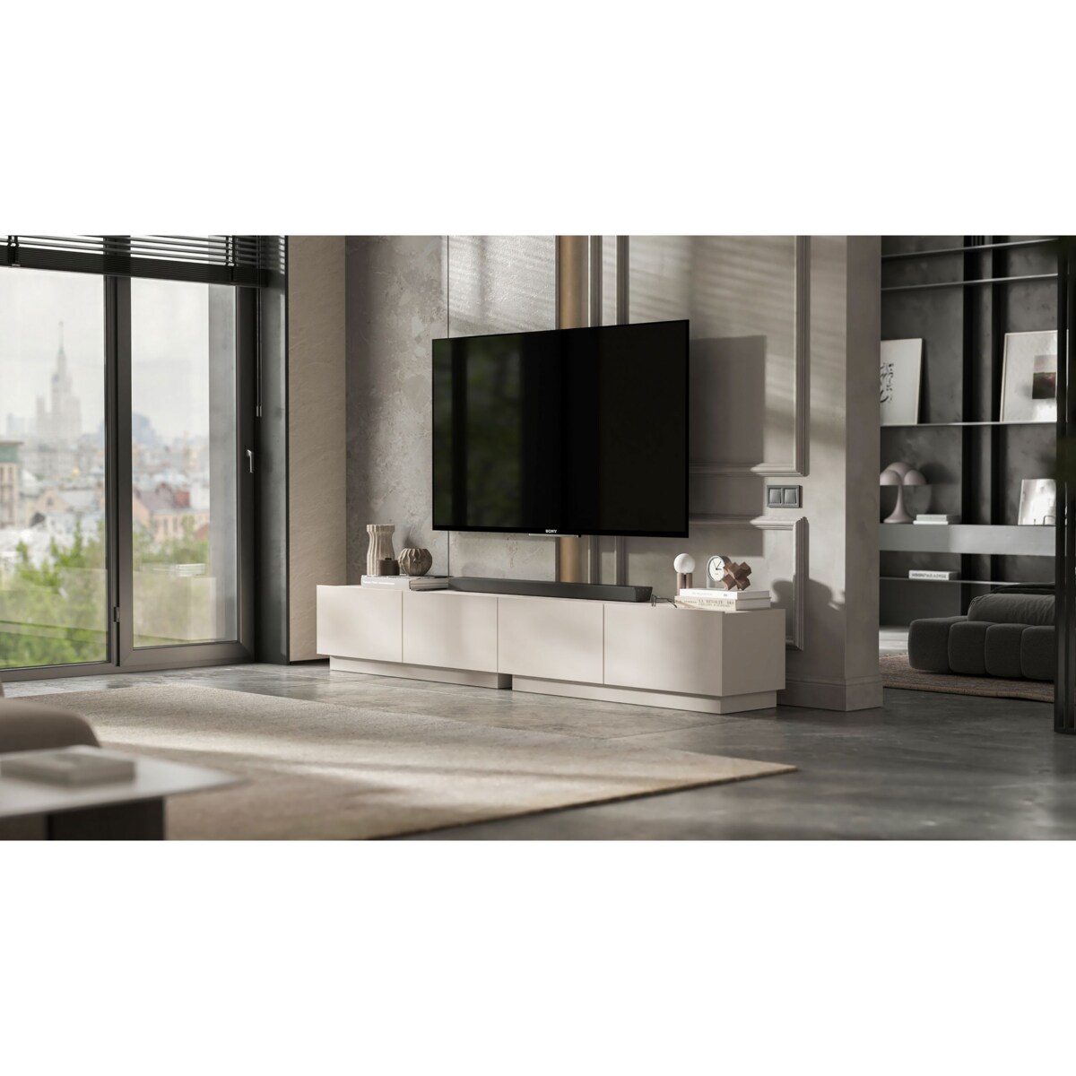 Szafka RTV Loft Stojąca / Wisząca Komoda RTV Kaszmir Mat 240 cm