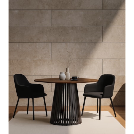 Stół okrągły VIV z lamelami do jadalni , salonu, blat 75 cm - dąb lefkas