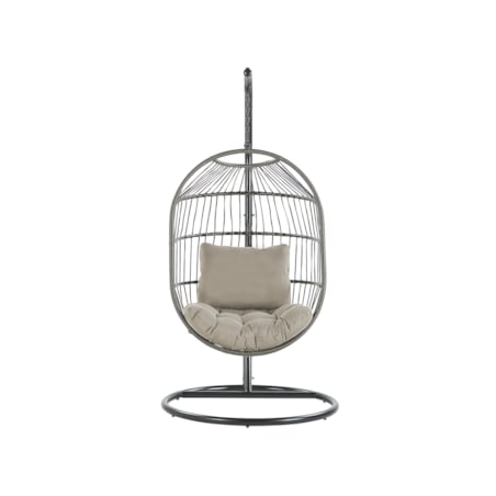 Fotel wiszący ze stojakiem z technorattanu czarny ALBA