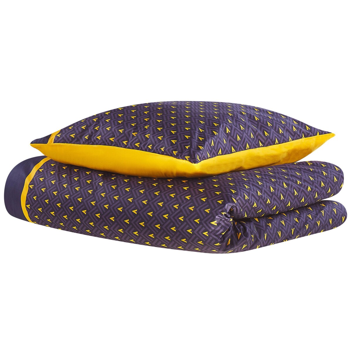 Komplet pościeli bawełnianej satynowej w jodełkę 135 x 200 cm niebiesko-żółty WALLINGFORD