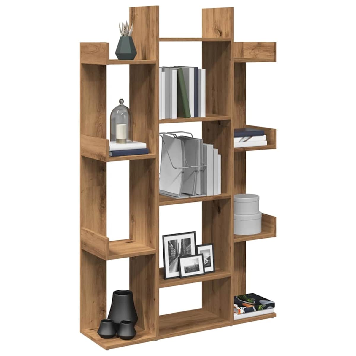 vidaXL Regał na książki, dąb artisan, 86x25,5x140 cm