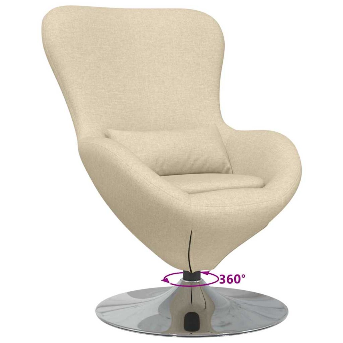 vidaXL Fotel jajo Kremowy 63 x 73 x 90 cm tkanina