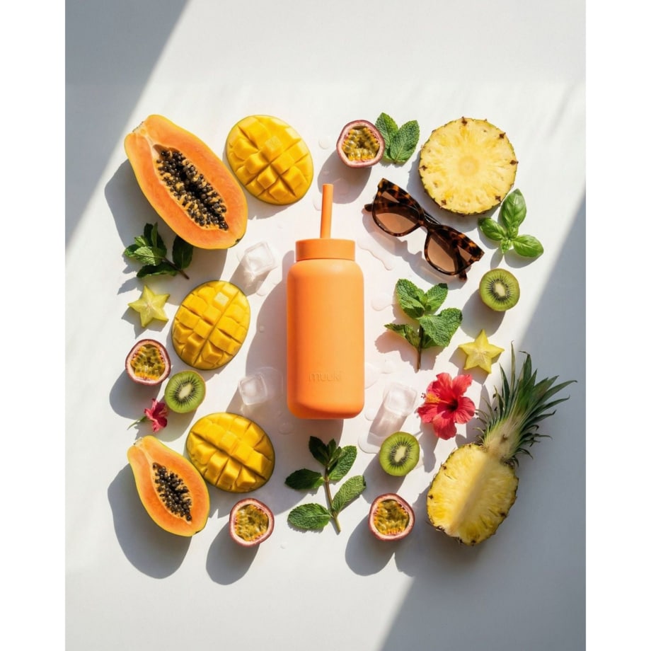 MUUKI DAILY BOTTLE szklana butelka na wodę 720 ml, Tropical Papaya