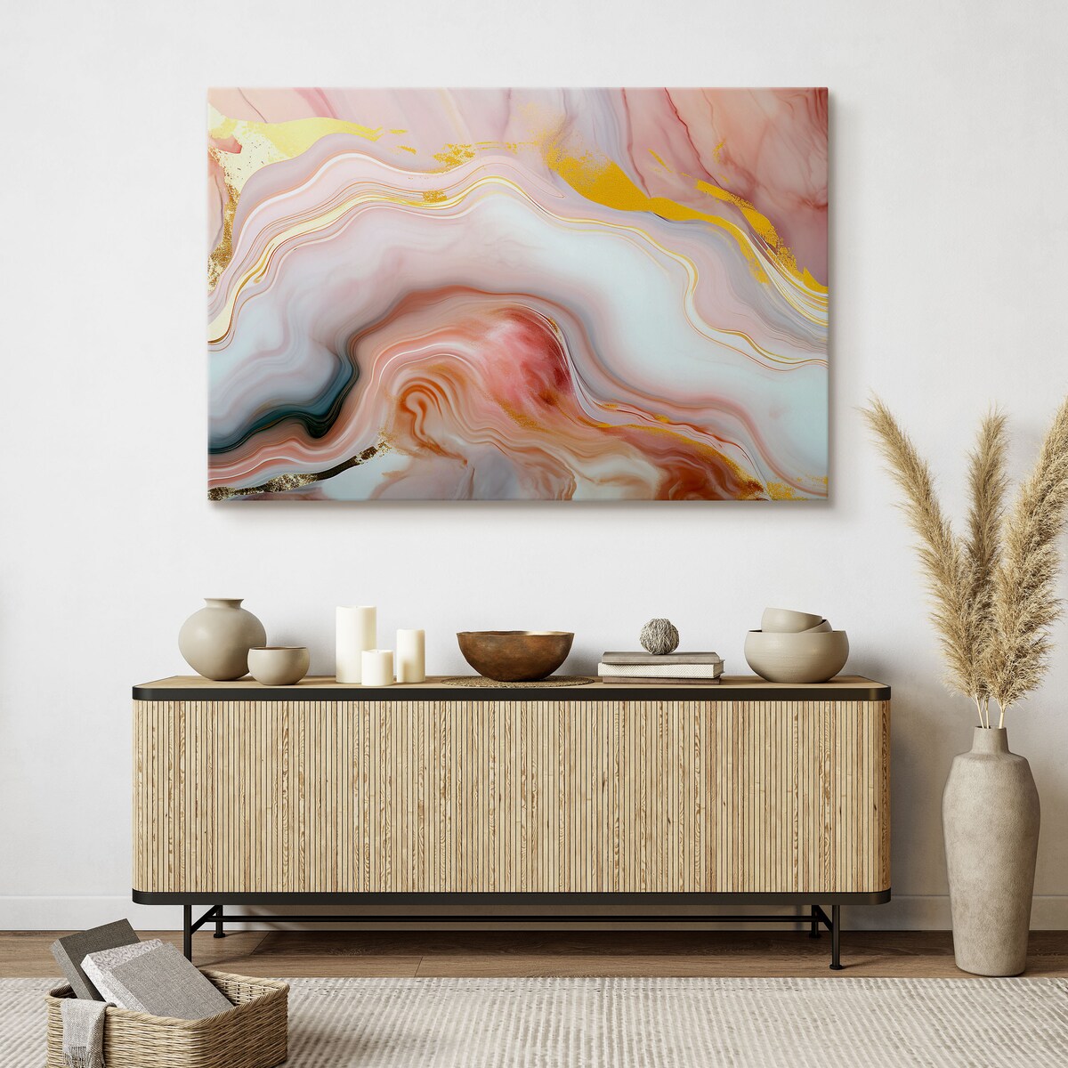 OBRAZ NA PŁÓTNIE PASTELOWY RÓŻOWY MARMUR ABSTRAKCJA STYL GLAMOUR 120x80cm