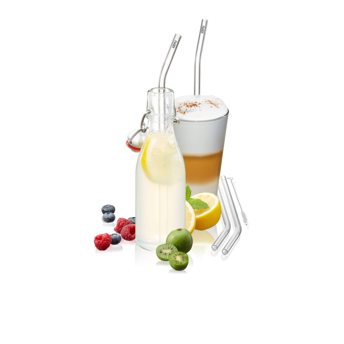 Zestaw 4 szklanych słomek FUTURE