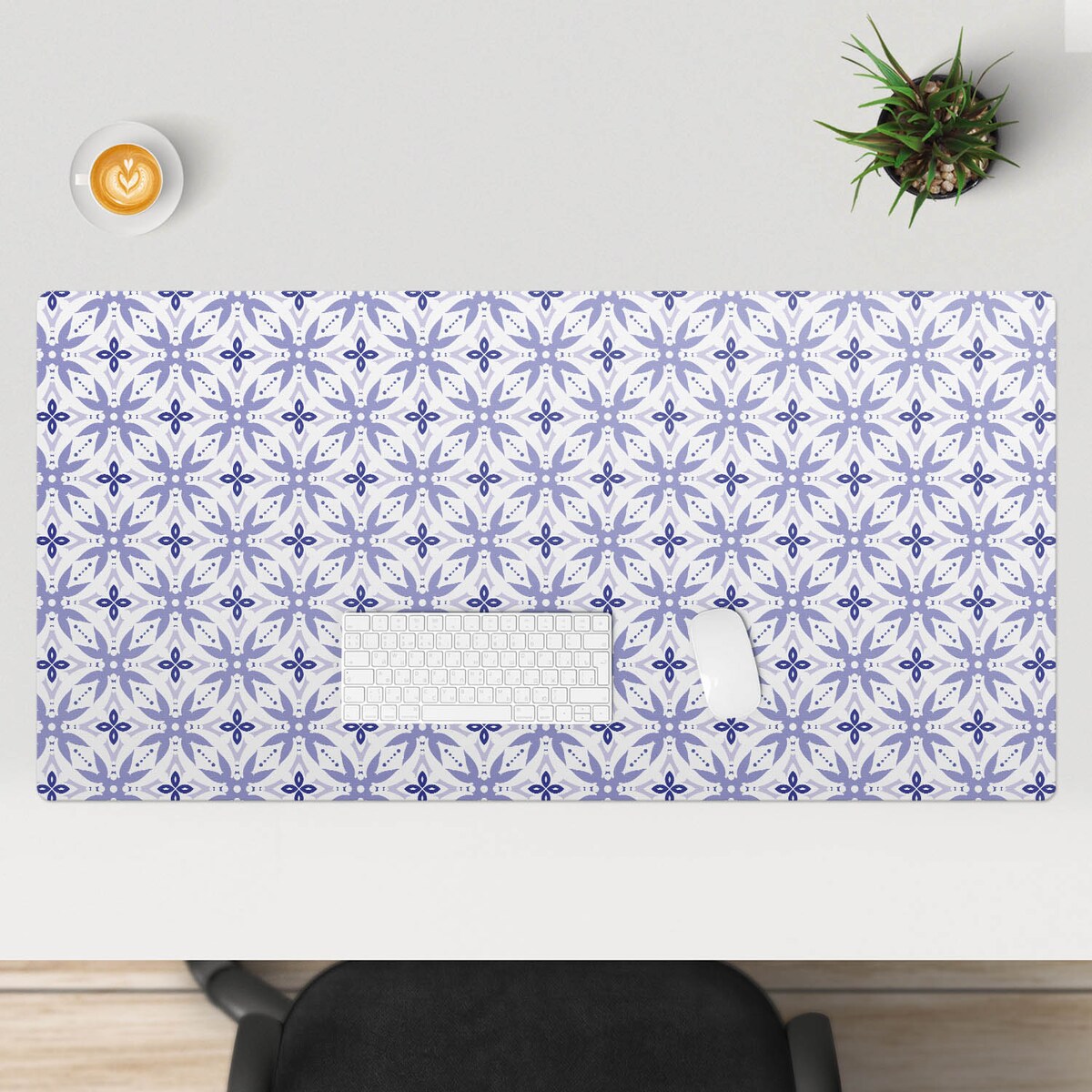 Fioletowa mata na biurko Kwiatowy wzór retro, 120x60 cm