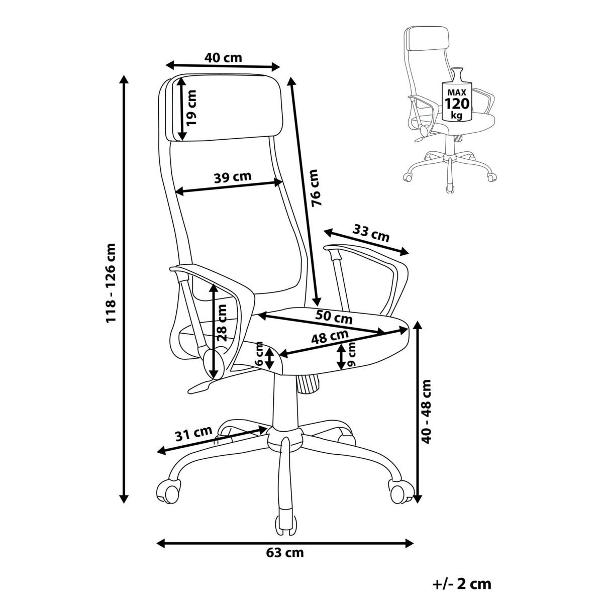 Krzesło biurowe regulowane beżowe PIONEER