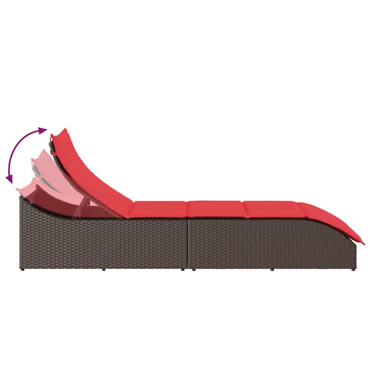 vidaXL Składany leżak z poduszką i schowkiem Brązowy polirattan