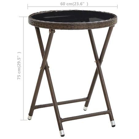 vidaXL Stolik herbaciany, brązowy, 60 cm, rattan PE i szkło hartowane