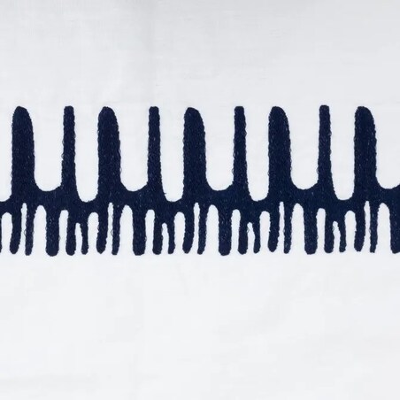 Obrus bawełniany, biały z granatowym haftem, Lizandro, 150x300 cm