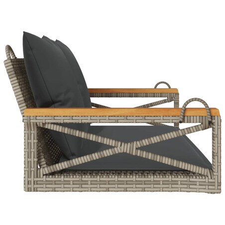 vidaXL Ławka bujana z poduszkami, szara, 109x62x40 cm, polirattan