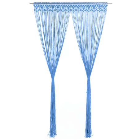 vidaXL Zasłona z makramy, niebieska, 140 x 240 cm, bawełna