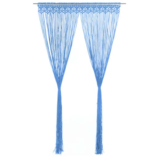 vidaXL Zasłona z makramy, niebieska, 140 x 240 cm, bawełna
