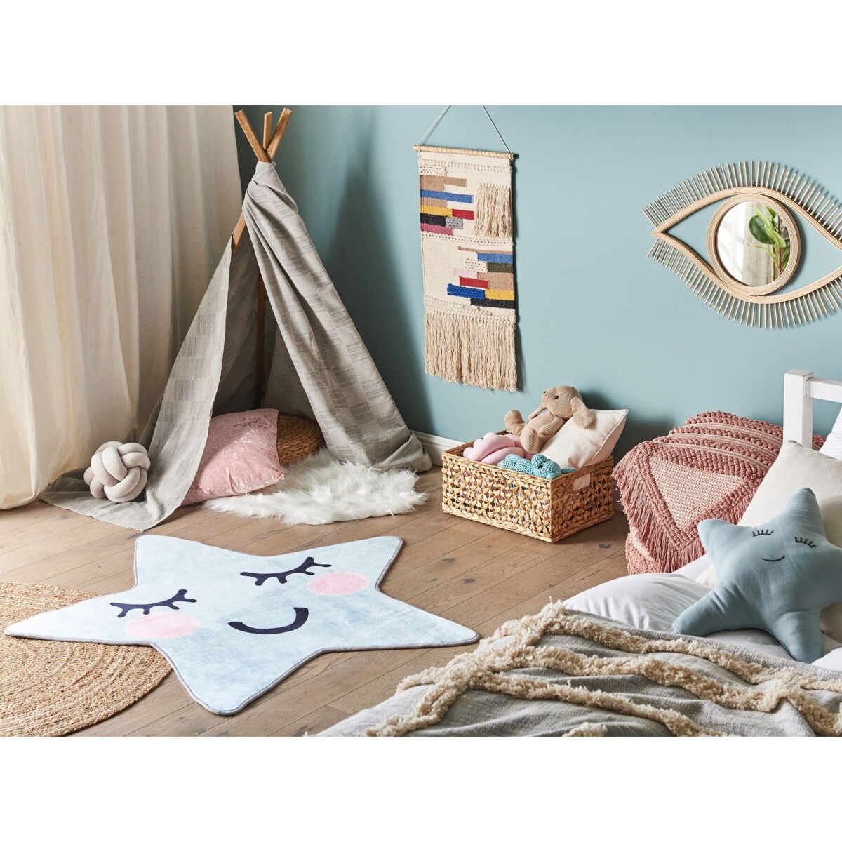 Dywan dziecięcy kształt gwiazdy 120 x 120 cm niebieski SIRIUS