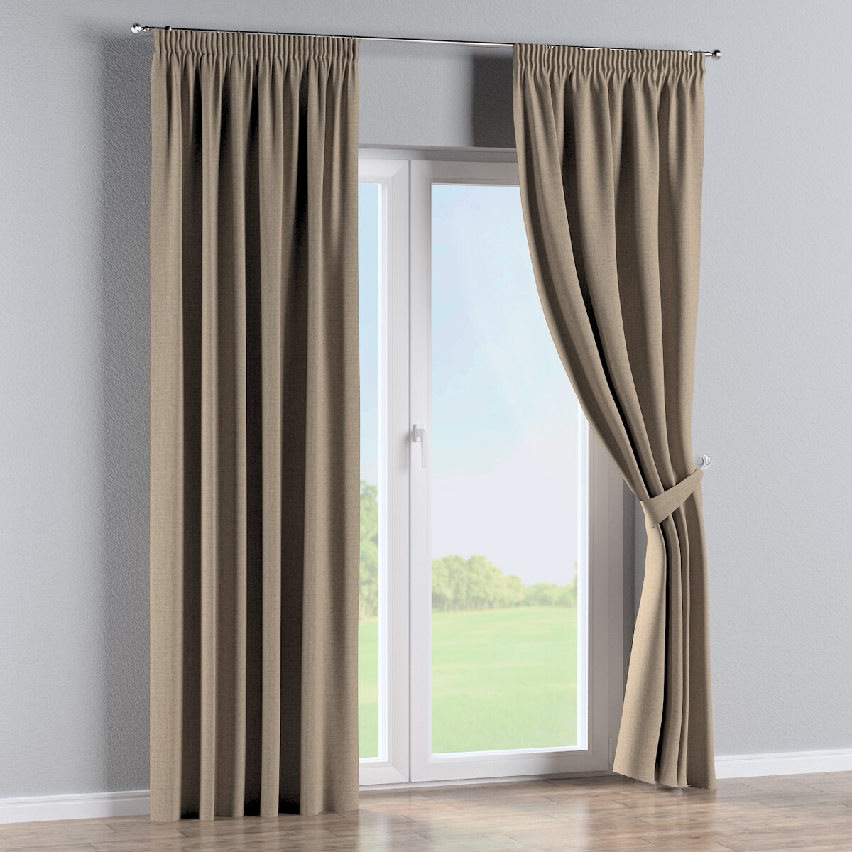 Zasłona na taśmie marszczącej 1 szt. 130x245 oliwkowobeżowy melanż