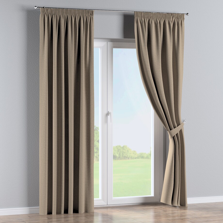 Zasłona na taśmie marszczącej 1 szt. 130x245 oliwkowobeżowy melanż