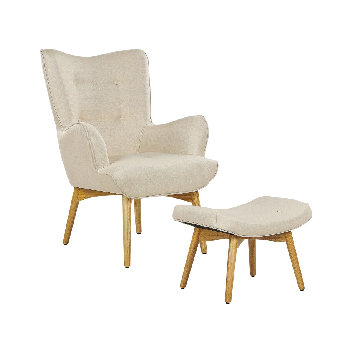 Fotel uszak VEJLE Z podnóżkiem Jasnobeżowy