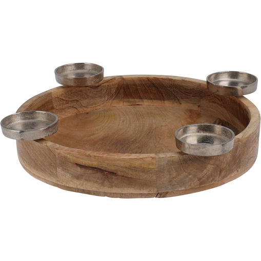 Świecznik z drewna mango Ø 40 cm, czteroramienny