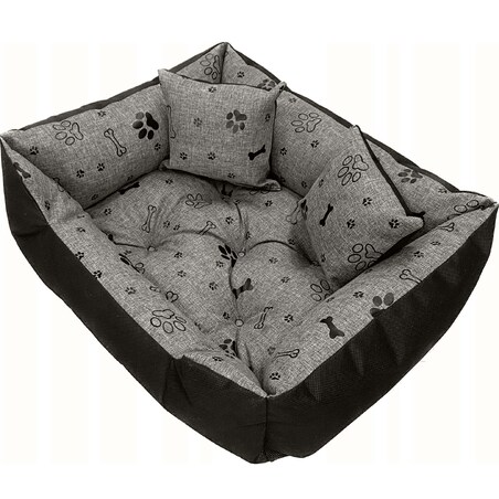 Legowisko Dla Psa Kanapa Posłanie 100X75 Cm Wodoodporne Poduszki Pikowane Kość Czarna