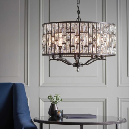 Wisząca lampa glamour Bele 69391 Endon kryształ czarny okrąg przezroczysty