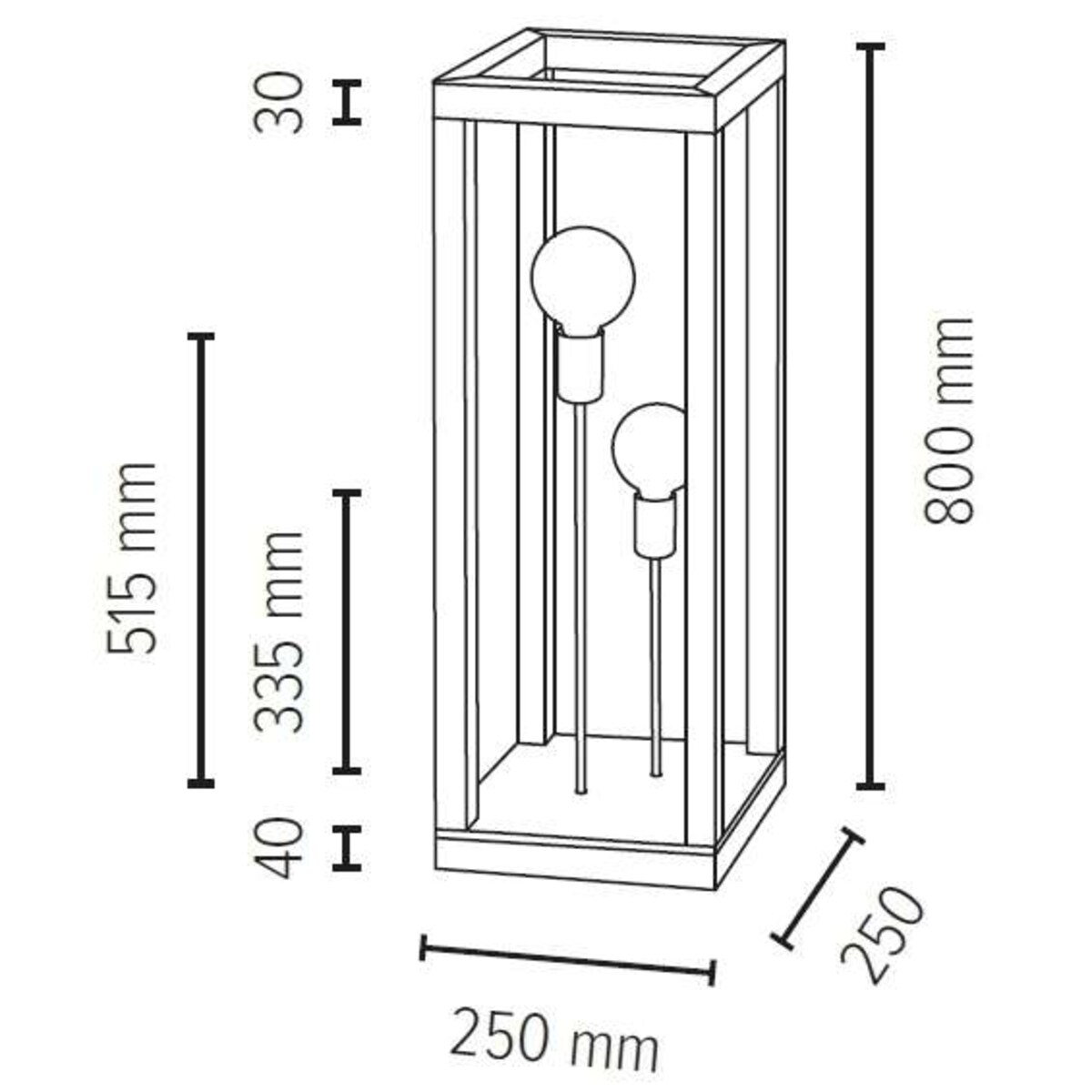 Stojąca LAMPA podłogowa KAGO 51514274 Spotlight drewniana OPRAWA ekologiczna klatka prostokątna dąb olejowany czarna