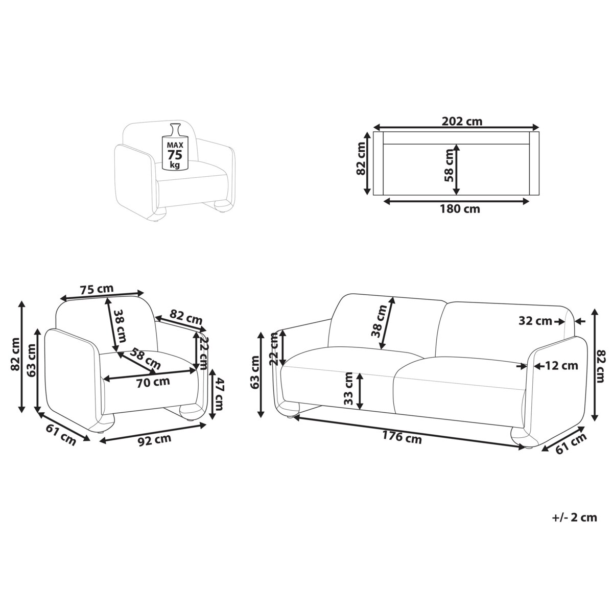 Komplet wypoczynkowy 4-osobowy złotobrązowy SALAND