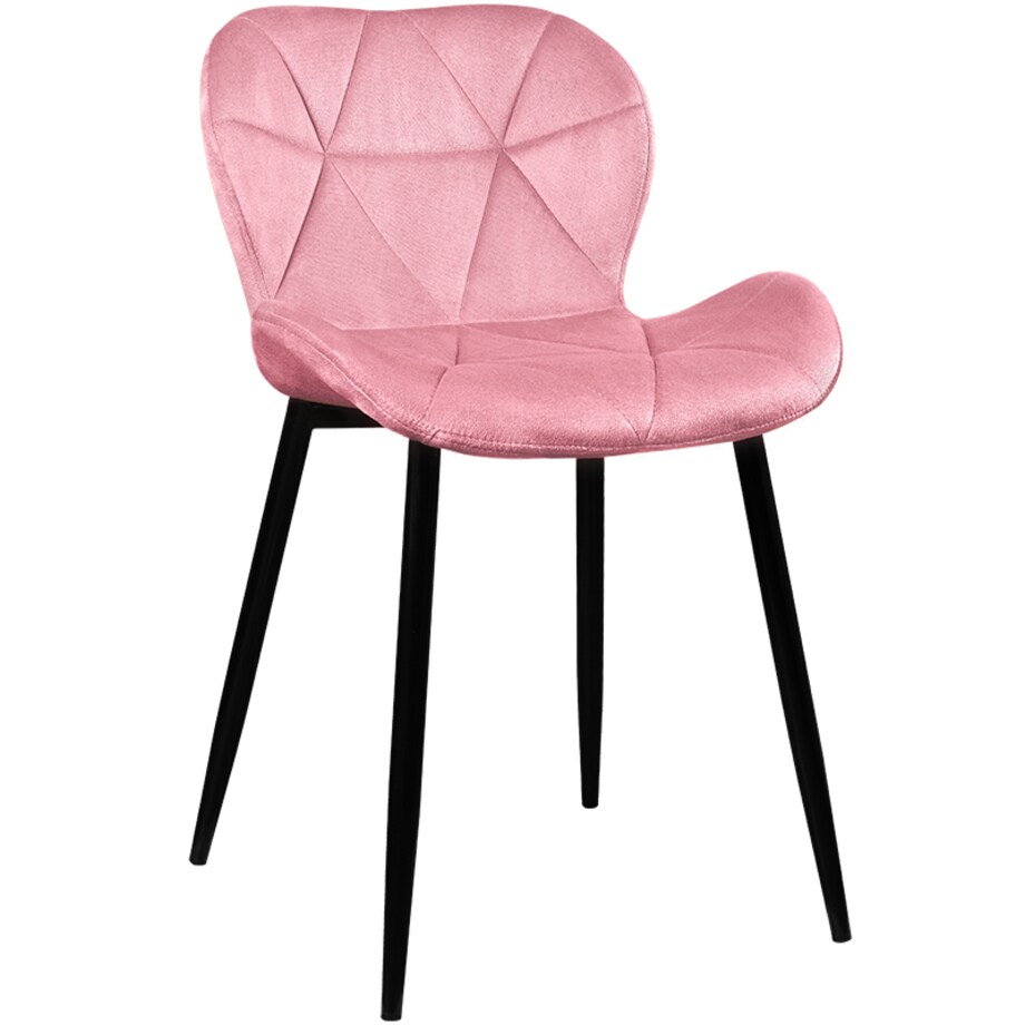 Krzesło tapicerowane welurowe pikowane różowe do salonu jadalni