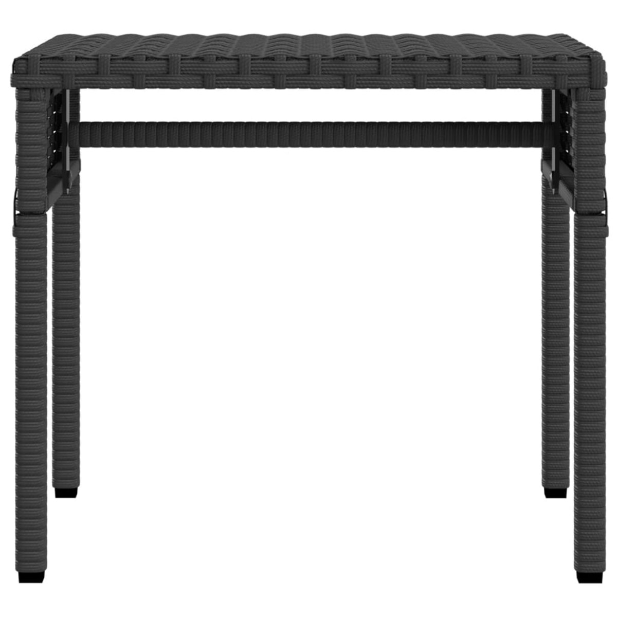 vidaXL Leżanka z zadaszeniem i stolikiem, czarna, polirattan