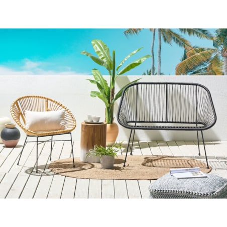 Ławka ogrodowa 114 cm z technorattanu czarna ACAPULCO